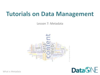 What is Metadata
Lesson 7: Metadata
CCimagebybonusonFlickr
 
