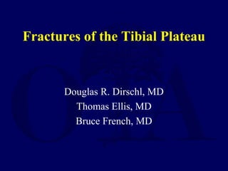 Fractures of the Tibial Plateau
Douglas R. Dirschl, MD
Thomas Ellis, MD
Bruce French, MD
 
