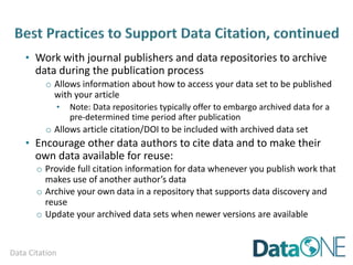 DataONE Education Module 08: Data Citation