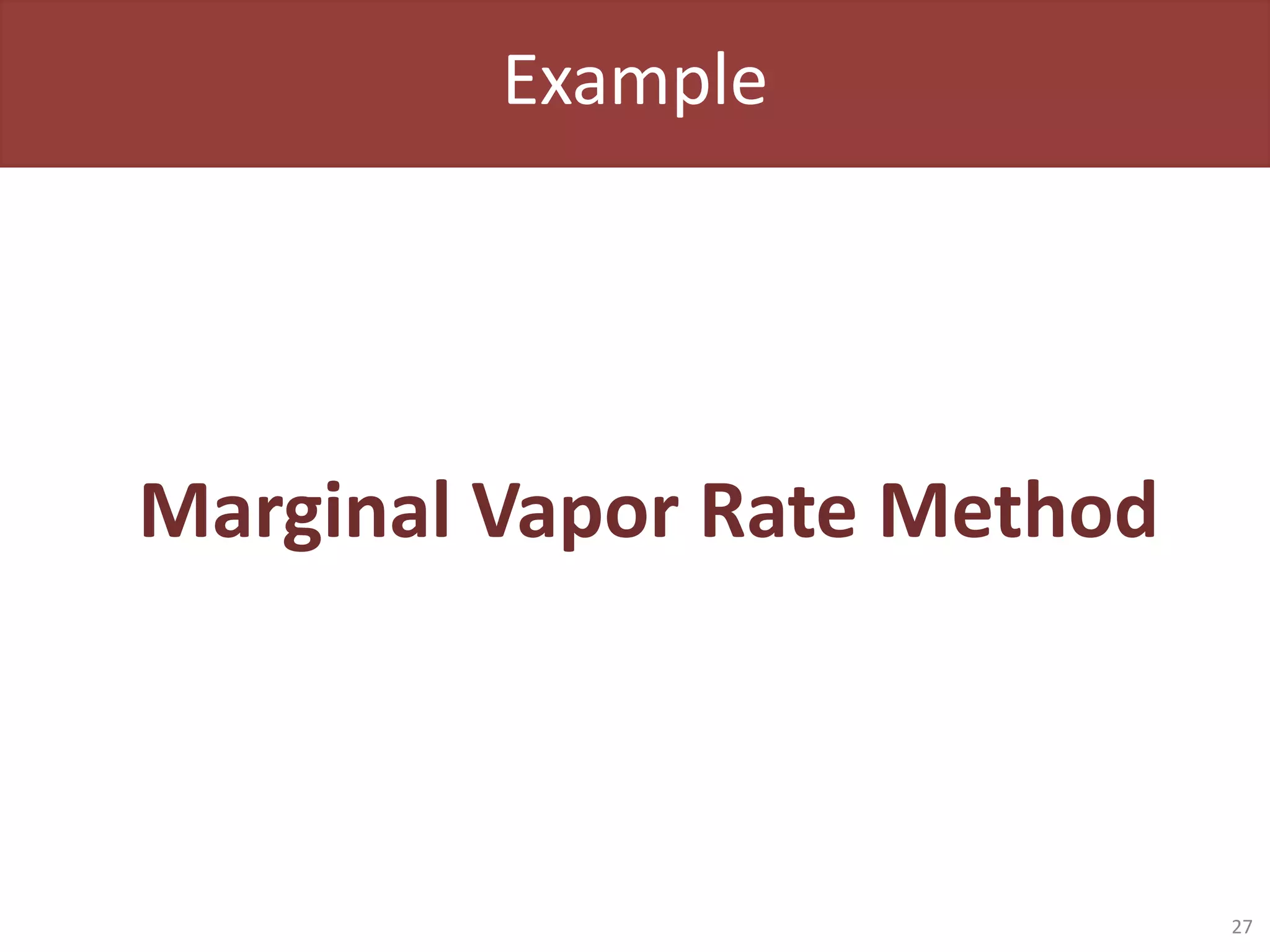 Example
Marginal Vapor Rate Method
27
 