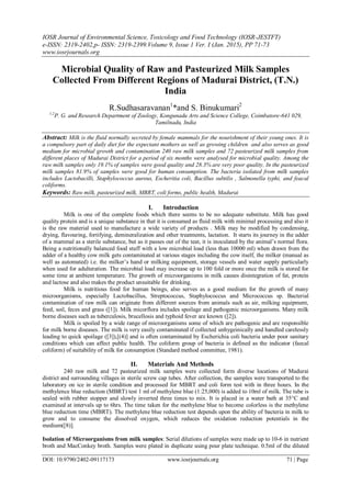 Microbial Quality of Raw and Pasteurized Milk Samples Collected From ...