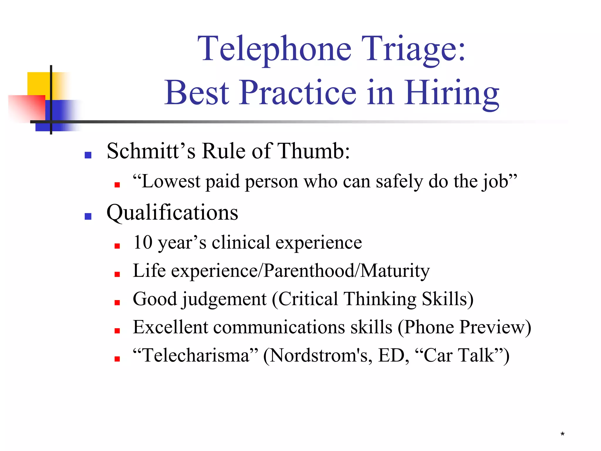 Telephone triage nurse: current role and skills | PPTX