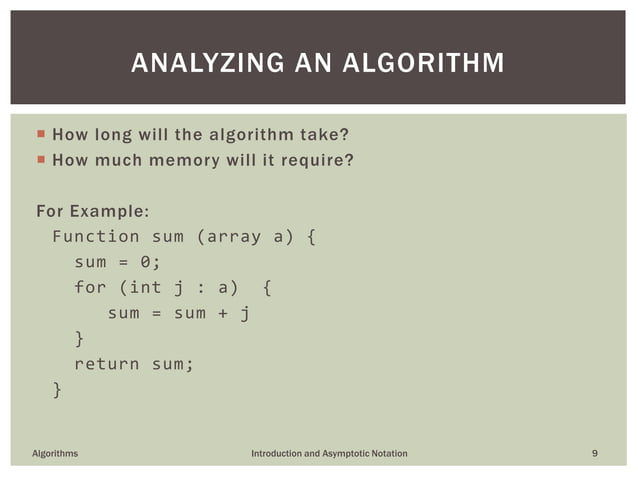Introduction to Algorithms and Asymptotic Notation | PPT