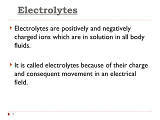 Comprehensive Overview of Electrolytes and Their Physiological Roles | PPT