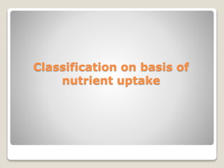 Classification on basis of
nutrient uptake
 