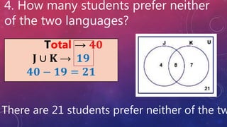 Solve problems involving sets | PPT