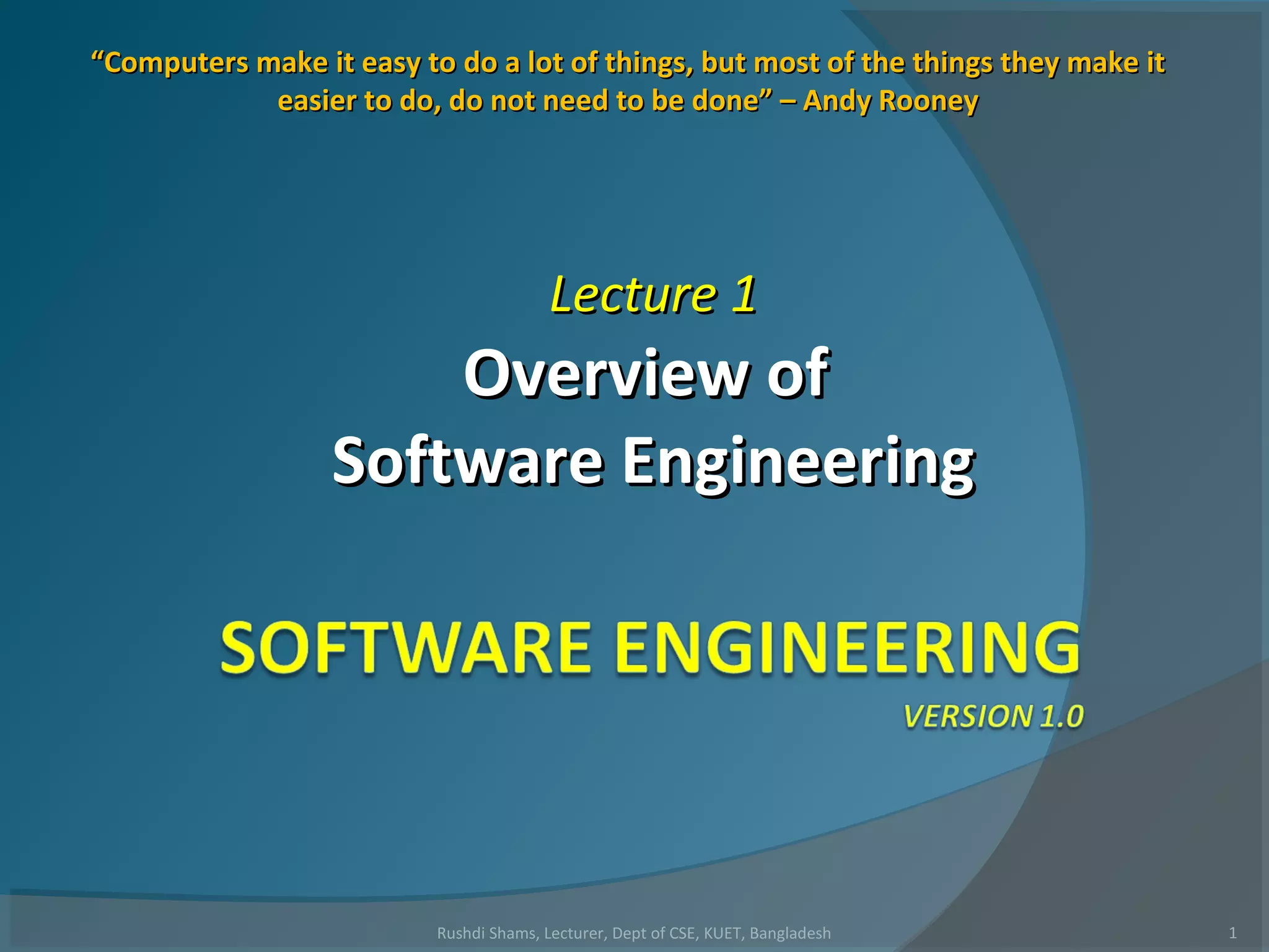 L1 overview of software engineering | PPT