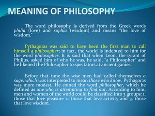 explain the branches of philosophy