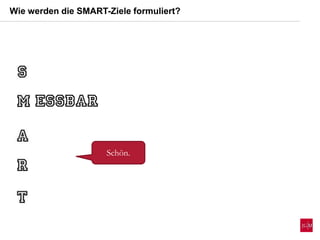 Wie werden die SMART-Ziele formuliert?
Schön.
 