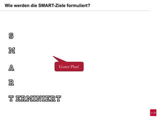 Wie werden die SMART-Ziele formuliert?
Guter Plan!
 
