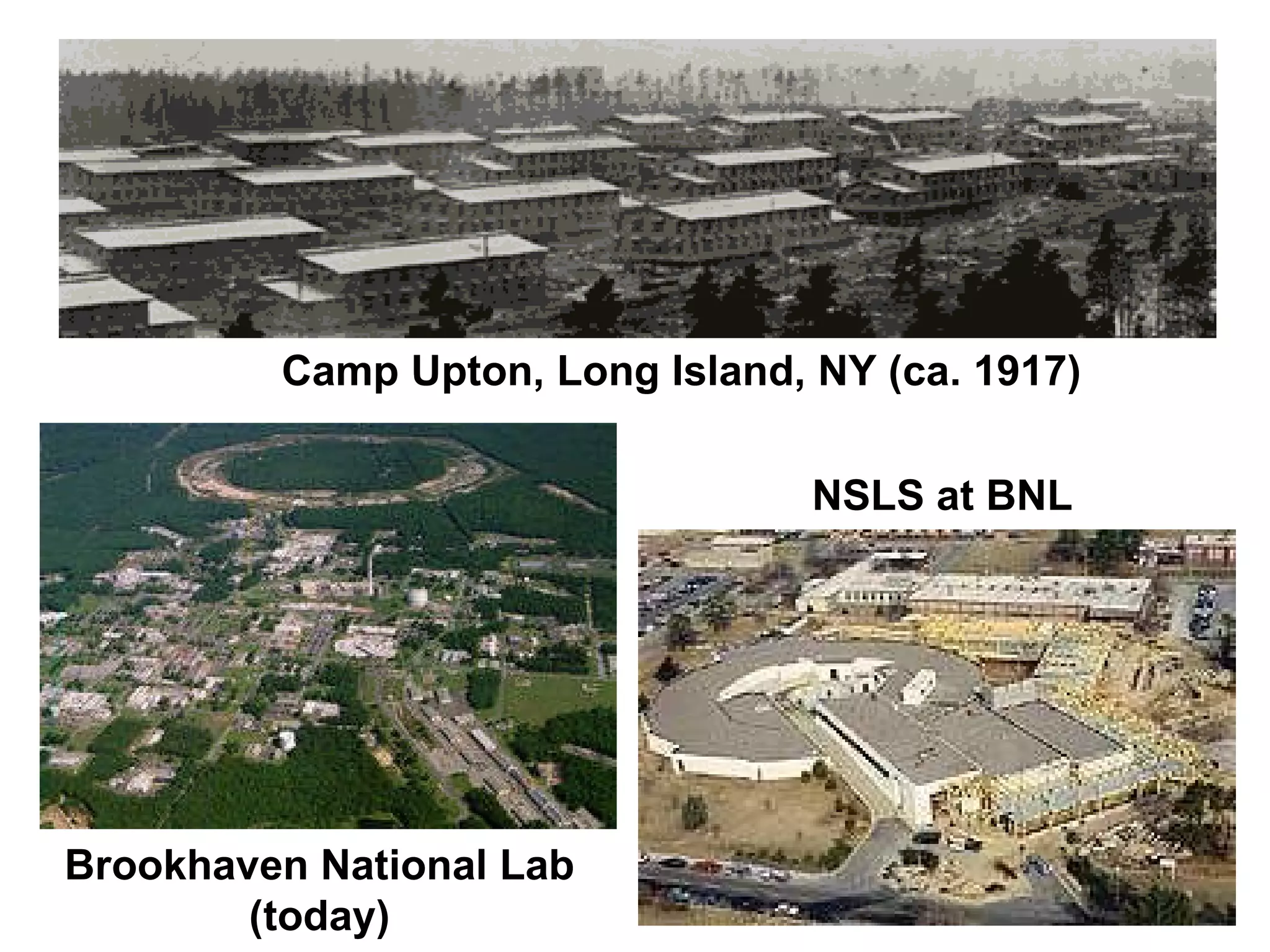 Camp Upton, Long Island, NY (ca. 1917) Brookhaven National Lab (today) NSLS at BNL 