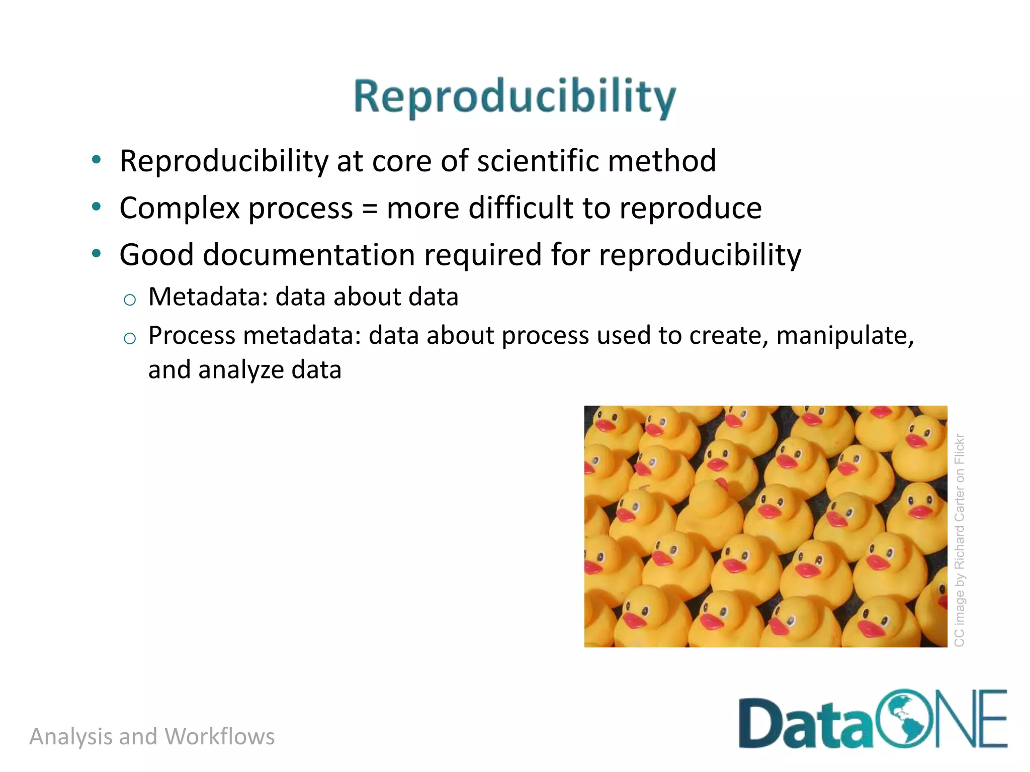 Choosing an open license
▶ Why use an open license?
● Facilitate data sharing and discovery
● Increase visibility of your data
● Advance knowledge
▶ Creative Commons
● CC0 (not a license, but a waiver)
● CC BY (Attribution)
● CC BY-ND (Attribution-NoDerivs)
● CC BY-NC (Attribution-NonCommercial)
● CC BY-SA (Attribution-ShareAlike)
 