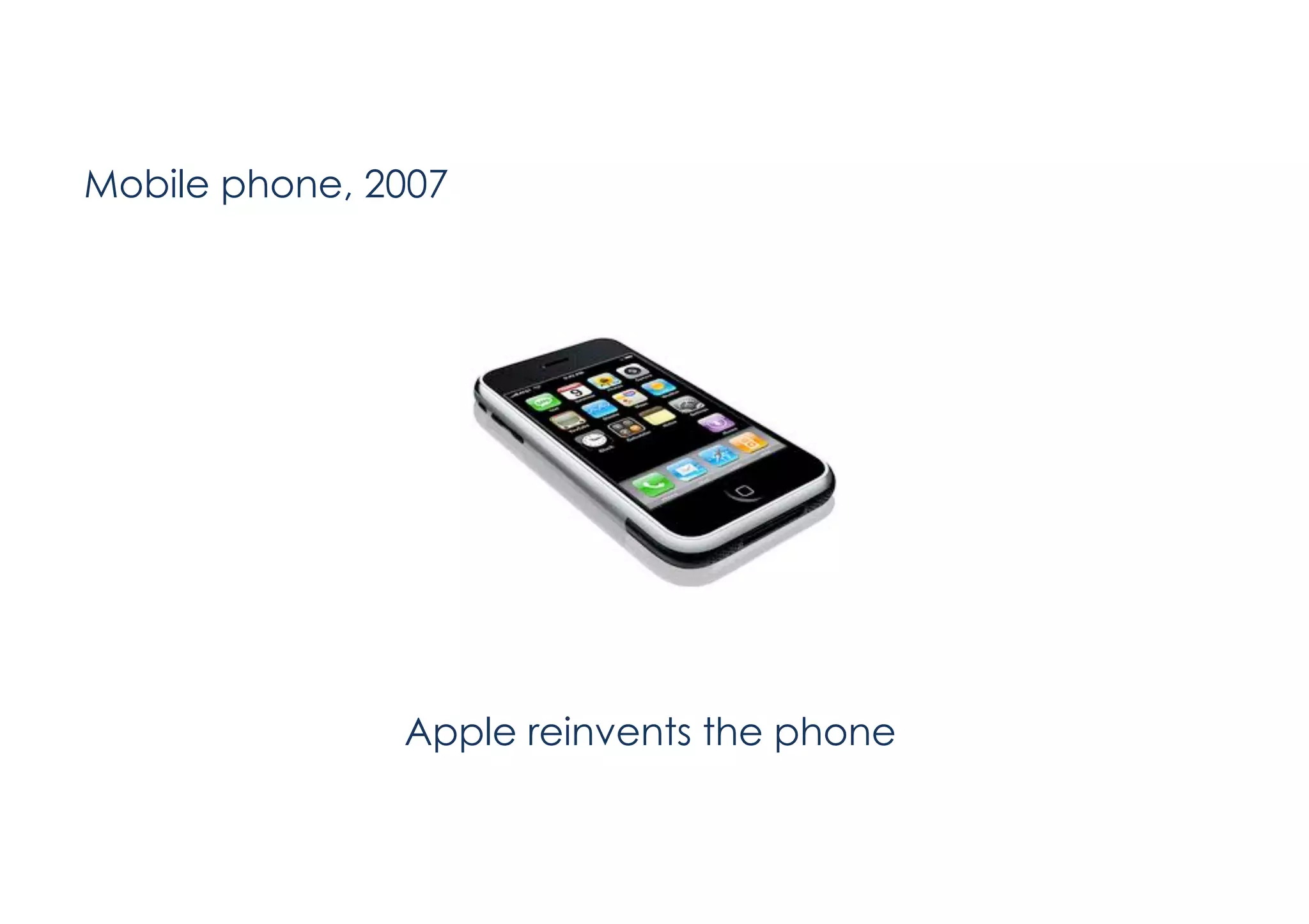 Mobile phone, 2007

Apple reinvents the phone

 
