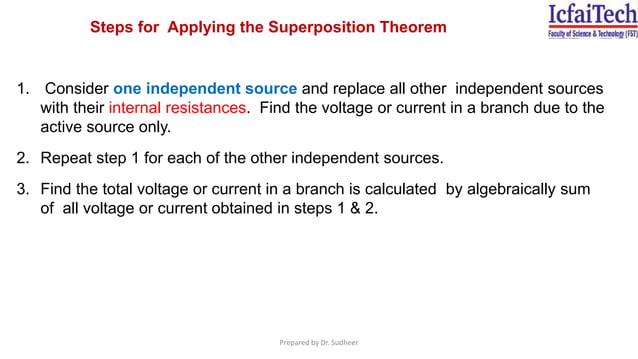 Superposition Theorem USEFUL FOR SOLVING LINEAR BILATERAL CIRCUITS | PPTX