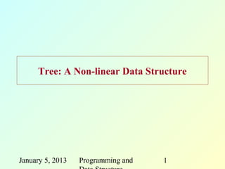 Tree: A Non-linear Data Structure




January 5, 2013   Programming and   1
 