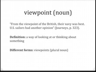 Viewpoint Def L11 5th grade-journeys vocab | PPTX