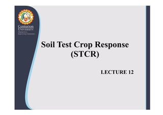 Soil Test Crop Response
(STCR)
(STCR)
LECTURE 12
 