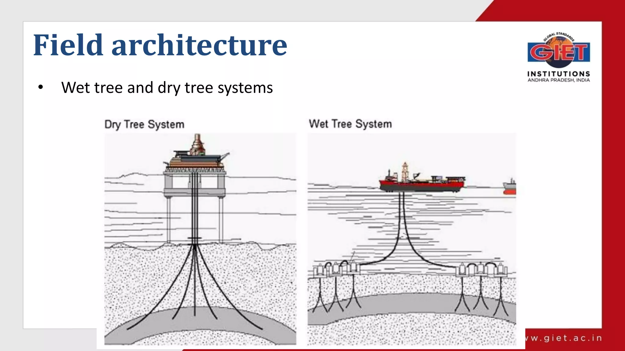 Field architecture
• Wet tree and dry tree systems
 
