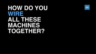 HOW DO YOU
WIRE 
ALL THESE
MACHINES
TOGETHER?
Q2
 
