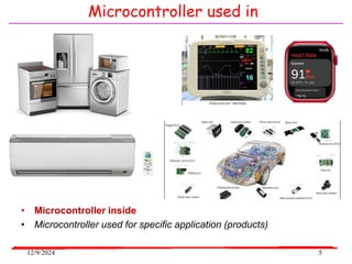 12/9/2024 5
Microcontroller used in
• Microcontroller inside
• Microcontroller used for specific application (products)
 
