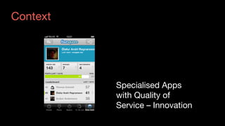 Specialised Apps
with Quality of
Service – Innovation
Context
 