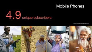 Mobile Phones
4.9unique subscribers
https://gsmaintelligence.com/
 