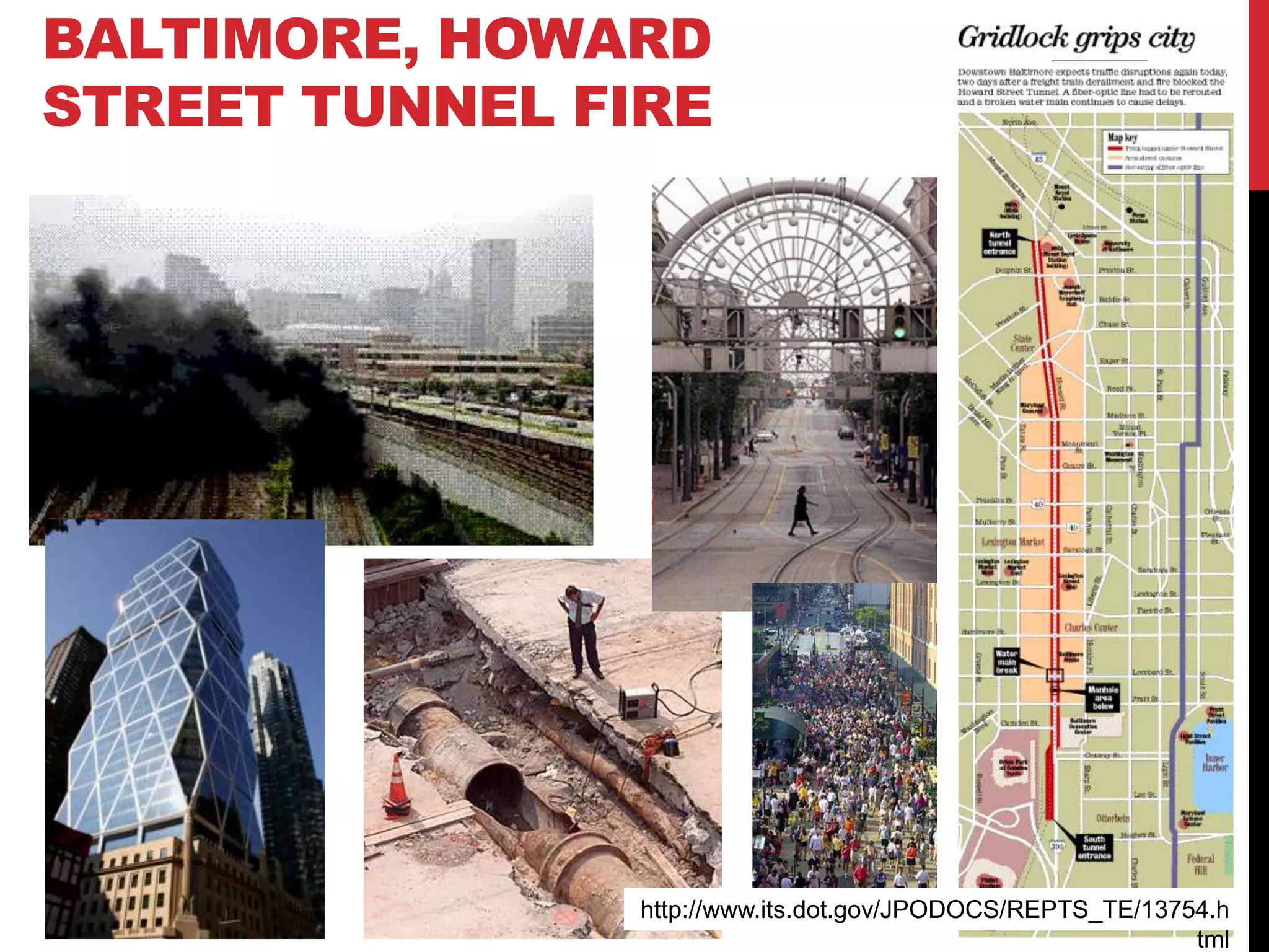 BALTIMORE, HOWARD
STREET TUNNEL FIRE




                http://www.its.dot.gov/JPODOCS/REPTS_TE/13754.h
                                                            tml
 