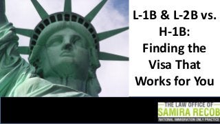 L-1B & L-2B vs.
H-1B:
Finding the
Visa That
Works for You

 