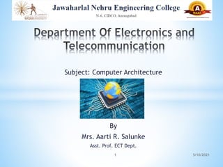 Subject: Computer Architecture
By
Mrs. Aarti R. Salunke
Asst. Prof. ECT Dept.
5/10/2021
1
 