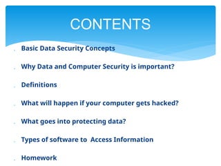 Comprehensive Introduction to Data Security Concepts and Threats | PPTX