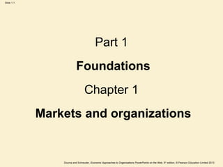 Douma and Schreuder, Economic Approaches to Organisations PowerPoints on the Web, 5th
edition, © Pearson Education Limited 2013
Slide 1.1
Part 1
Foundations
Chapter 1
Markets and organizations
 