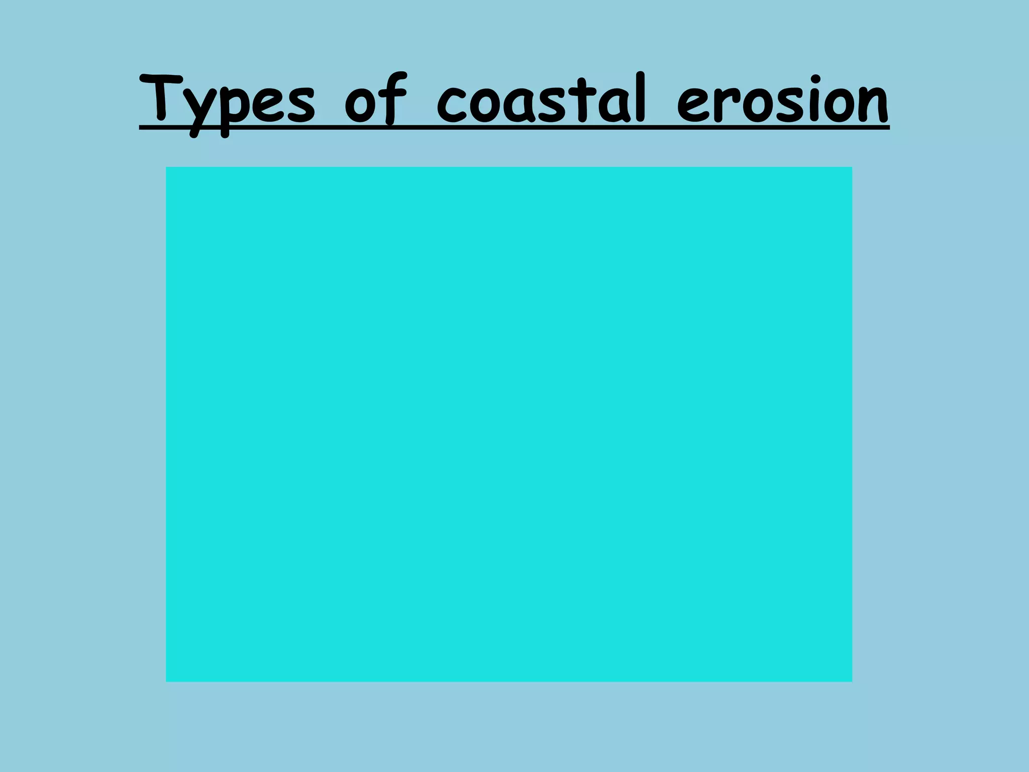 Types of coastal erosion
 