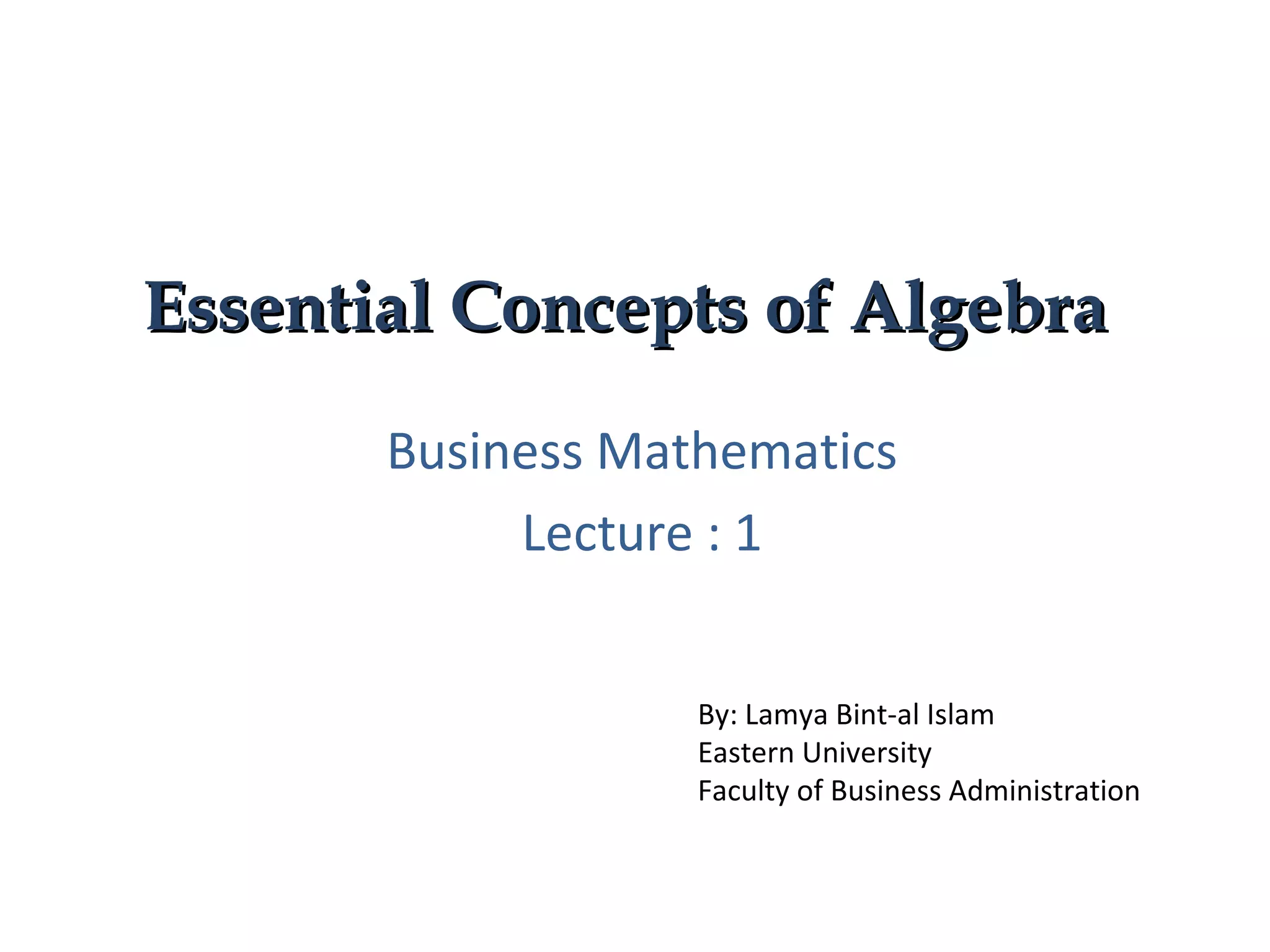 essential concepts of algebra | PPT