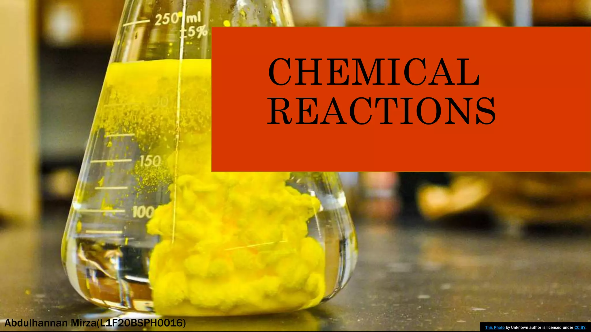 CHEMICAL
REACTIONS
This Photo by Unknown author is licensed under CC BY.
Abdulhannan Mirza(L1F20BSPH0016)
 