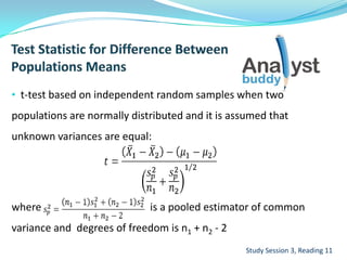 Pooled Variance Normally Distributed L1 flashcards quantitative methods (ss3) | PPTX
