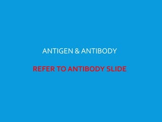 ANTIGEN & ANTIBODY
REFER TO ANTIBODY SLIDE
 