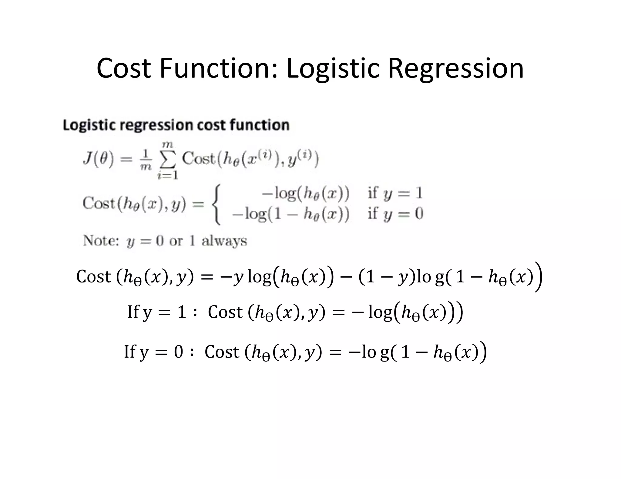Cost Function: Logistic Regression
 