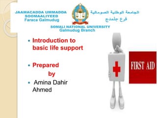  Introduction to
basic life support
 Prepared
by
 Amina Dahir
Ahmed
 