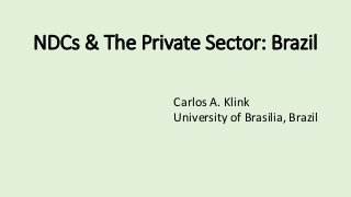 NDCs & The Private Sector: Brazil
Carlos A. Klink
University of Brasilia, Brazil
 