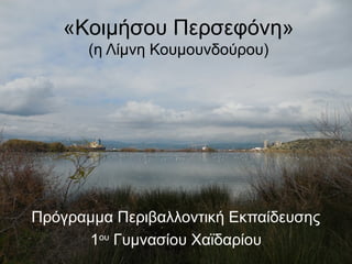 «Κοιμήσου Περσεφόνη»
(η Λίμνη Κουμουνδούρου)
Πρόγραμμα Περιβαλλοντική Εκπαίδευσης
1ου
Γυμνασίου Χαϊδαρίου
 