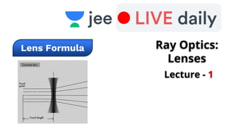 Lens Formula Ray Optics:
Lenses
Lecture - 1
 