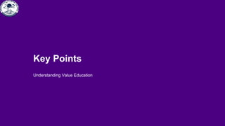 Understanding Value Education
Key Points
 
