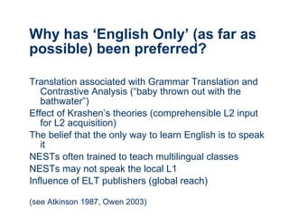 L1 use in the L2 classroom | PPT
