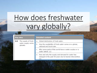 How does freshwater
vary globally?
 