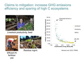 Claims to mitigation: increase GHG emissions
efficiency and sparing of high C ecosystems
0.00
50.00
100.00
150.00
200.00
2...