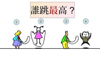 1 2 3 4
誰跳最高 ?
 