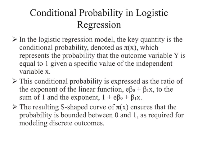 conditional probablity in logistic regression | PPTX | Physics | Science
