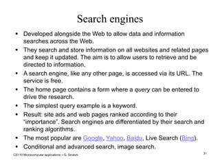 CS110 Microcomputer applications – G. Sindoni25What is the Internet?The largest computer network.Created in the 60s from an USA ARPA-DoD project.A network of networks, based on the TCP/IP (TCP, IP, UDP, FTP, NNTP, HTTP). They are public and open.