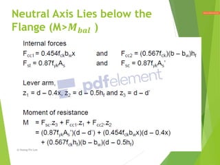 Neutral Axis Lies below the
Flange (M>𝑴𝒃𝒂𝒍 )
@ Hoong-Pin Lee
 