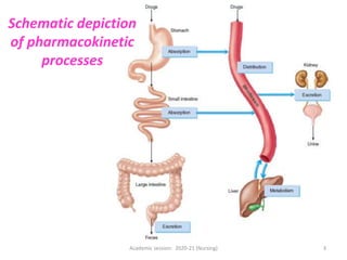Academic session: 2020-21 (Nursing) 3
Schematic depiction
of pharmacokinetic
processes
 